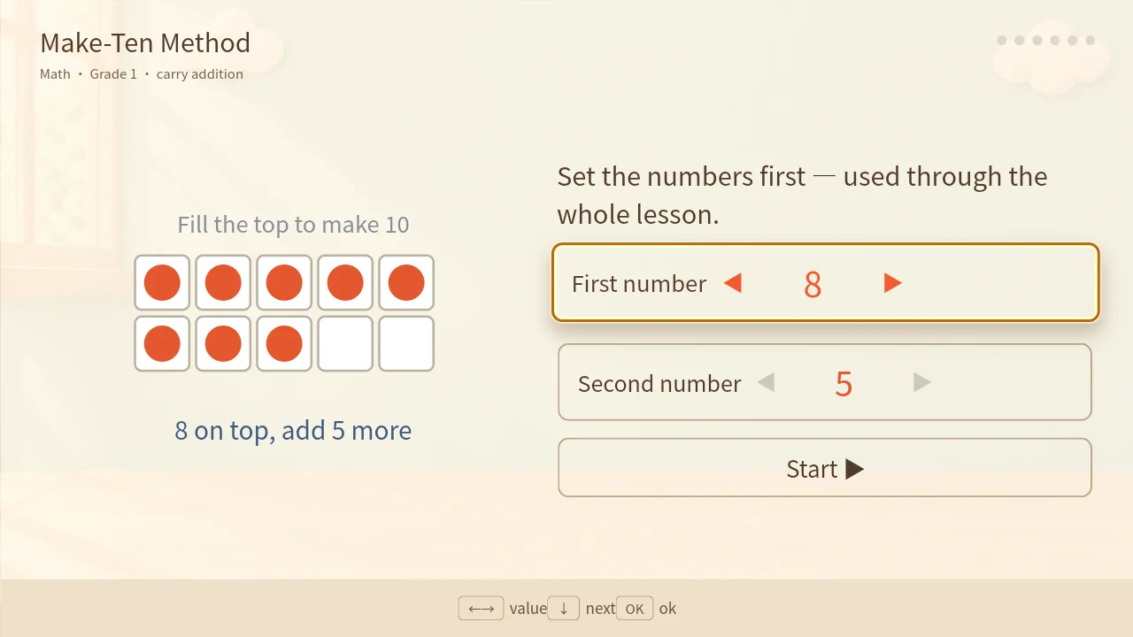 A real early maths Make Ten activity from the interactive lesson collection