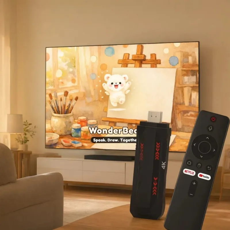Reference concept showing an HDMI stick and remote
